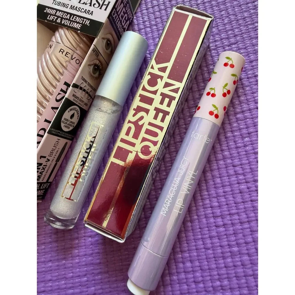 New Tarte Maracuja Vinyl Lipstick Queen Wunderbrow Mascara Makeup Lot